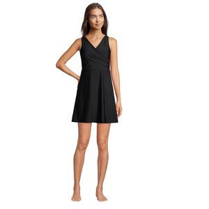 NWT Lands' End Womens Tummy Control Surplice Swim Dress 1 Piece Sz 4 $160 FLE204